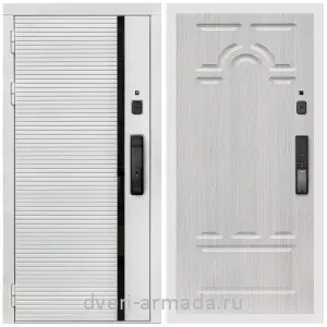 Правые входные двери, Умная входная смарт-дверь Армада Каскад WHITE МДФ 10 мм Kaadas K9 / МДФ 6 мм ФЛ-58 Дуб белёный