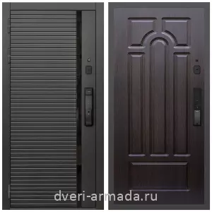 Правые входные двери, Умная входная смарт-дверь Армада Каскад BLACK МДФ 10 мм Kaadas K9 / МДФ 6 мм ФЛ-58 Венге