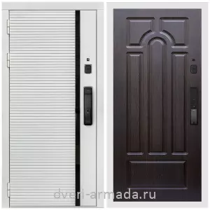 Правые входные двери, Умная входная смарт-дверь Армада Каскад WHITE МДФ 10 мм Kaadas K9 / МДФ 6 мм ФЛ-58 Венге
