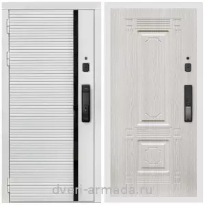Правые входные двери, Умная входная смарт-дверь Армада Каскад WHITE МДФ 10 мм Kaadas K9 / МДФ 6 мм ФЛ-2 Дуб белёный