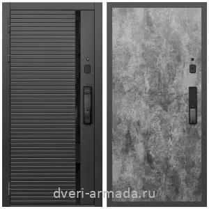 Правые входные двери, Умная входная смарт-дверь Армада Каскад BLACK МДФ 10 мм Kaadas K9 / МДФ 6 мм ПЭ Цемент темный