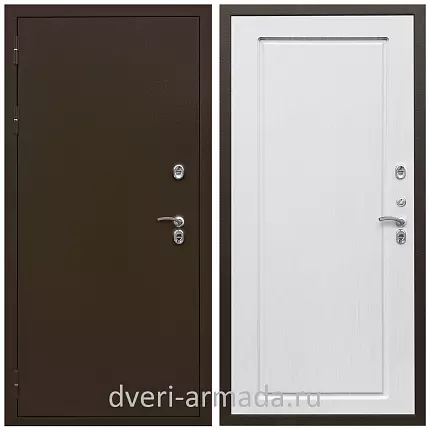 Дверь входная уличная в дом Армада Термо Молоток коричневый/ МДФ 16 мм ФЛ-119 Ясень белый